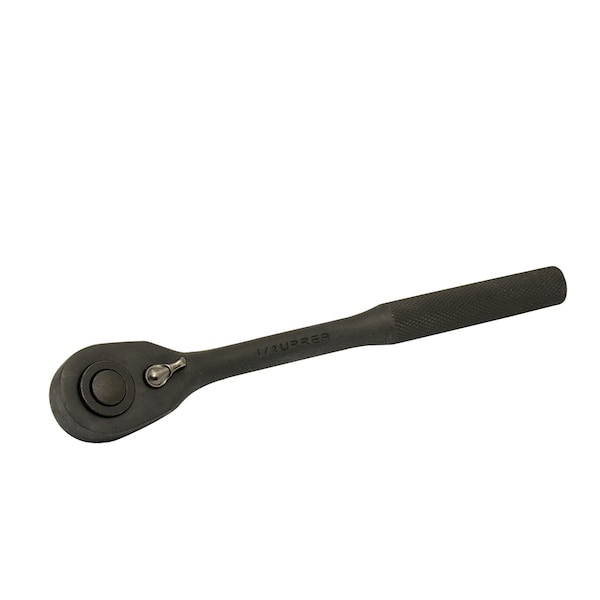 1/2" Drive 48 Geared Teeth Pear Head Style Hand Ratchet, 10-1/8" L, Black Finish